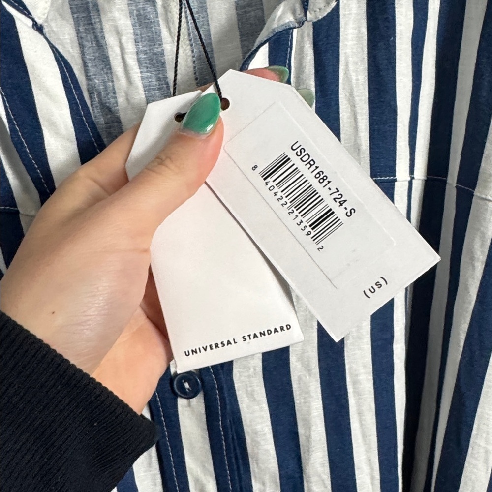 NWT Universal Standard Plaza Linen Shirt Dress Blue and White Stripe Size Small - Picture 5 of 10